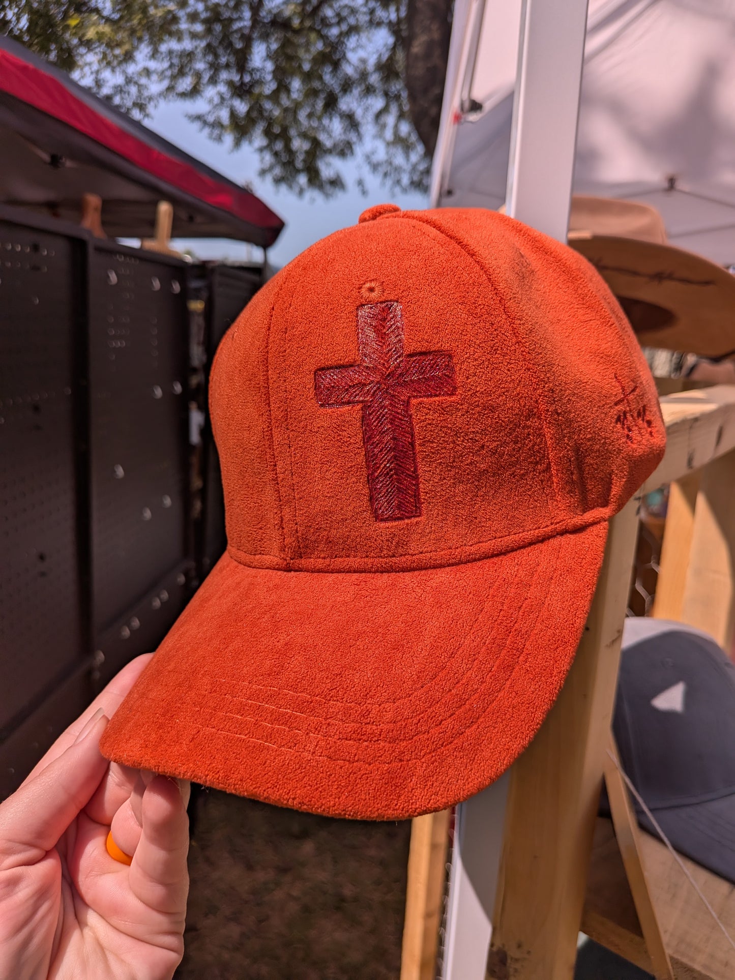 Burnt Orange Cap with Cross