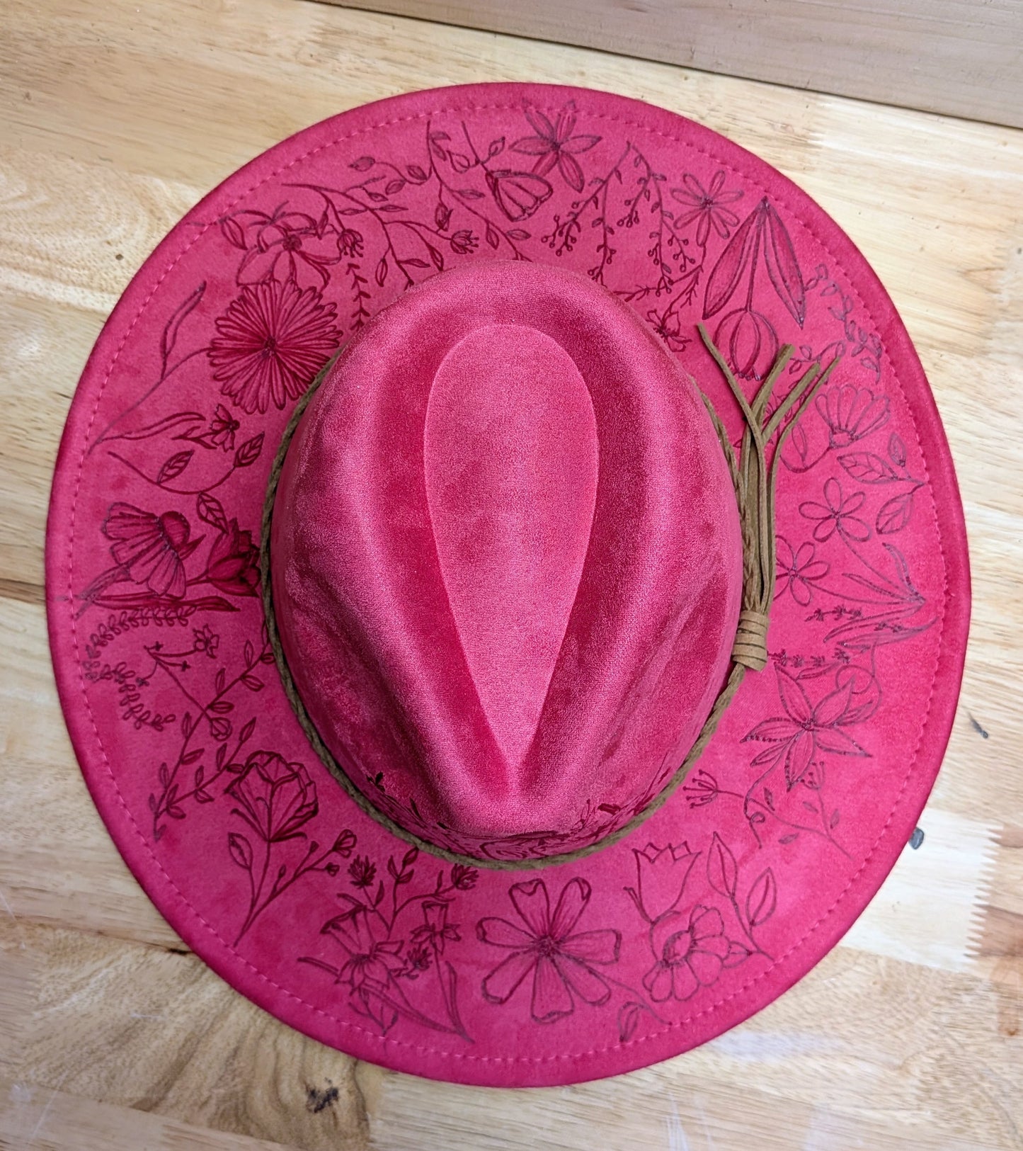 Wide Brim Floral Pink Hat