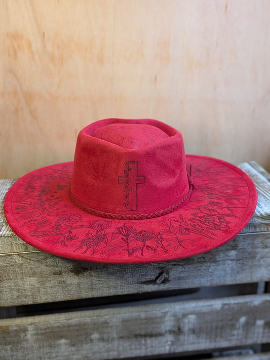 Wide Brim Hat - Red